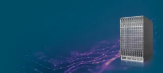 Abstract purple digital network with glowing interconnected nodes representing Cornelis high-performance computing networks