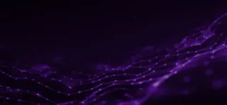 Abstract purple digital network with glowing interconnected nodes